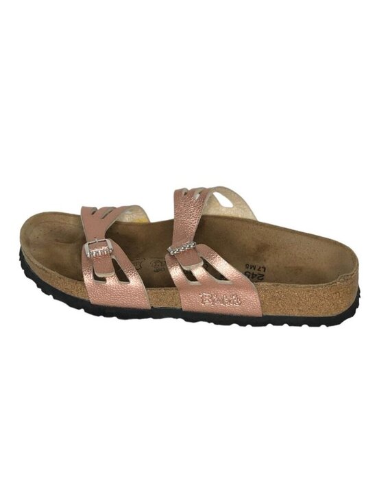 Birkenstock Sandals Womens 38 Leather Metallic Pink Flats  Shoes Slip Ons US 7 - Picture 8 of 12